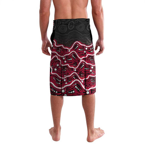 Melbourne Renegades Cricket Mascot Lavalava Aboriginal Dot Art Red And Black Tribal Pattern