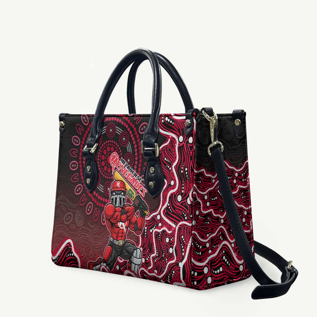 Melbourne Renegades Cricket Mascot Leather Bag Aboriginal Dot Art Red And Black Tribal Pattern