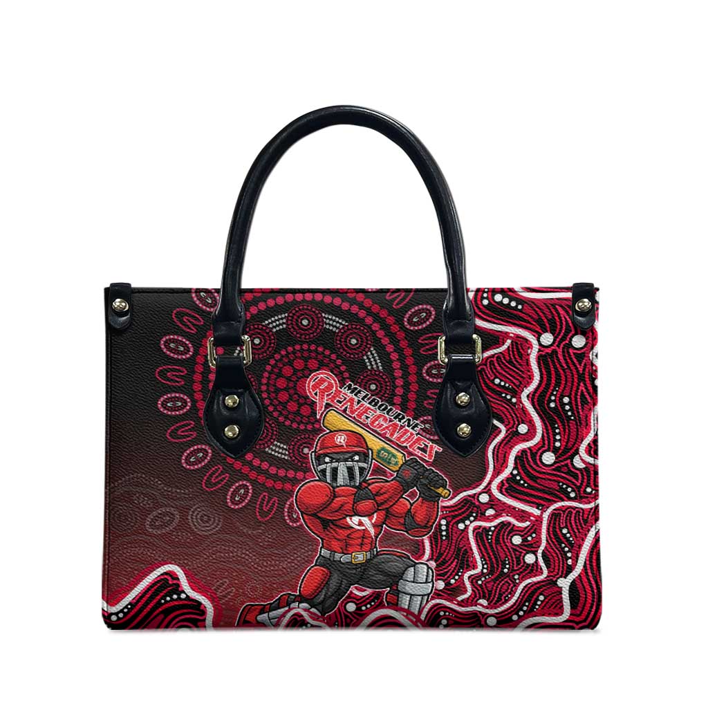 Melbourne Renegades Cricket Mascot Leather Bag Aboriginal Dot Art Red And Black Tribal Pattern