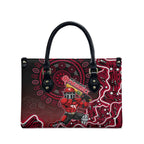 Melbourne Renegades Cricket Mascot Leather Bag Aboriginal Dot Art Red And Black Tribal Pattern