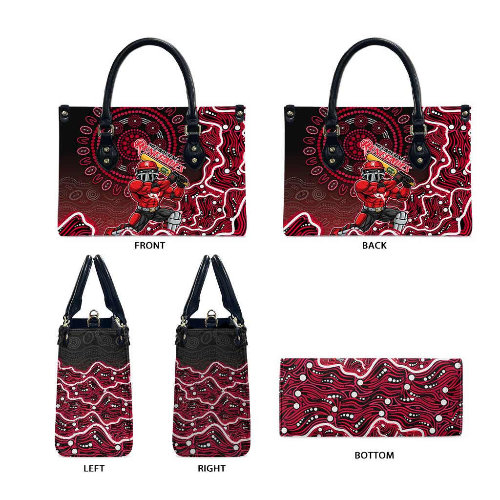 Melbourne Renegades Cricket Mascot Leather Bag Aboriginal Dot Art Red And Black Tribal Pattern