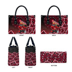 Melbourne Renegades Cricket Mascot Leather Bag Aboriginal Dot Art Red And Black Tribal Pattern