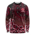 Melbourne Renegades Cricket Mascot Long Sleeve Shirt Aboriginal Dot Art Red And Black Tribal Pattern