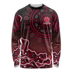 Melbourne Renegades Cricket Mascot Long Sleeve Shirt Aboriginal Dot Art Red And Black Tribal Pattern