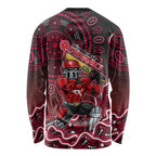 Melbourne Renegades Cricket Mascot Long Sleeve Shirt Aboriginal Dot Art Red And Black Tribal Pattern