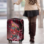 Melbourne Renegades Cricket Mascot Luggage Cover Aboriginal Dot Art Red And Black Tribal Pattern