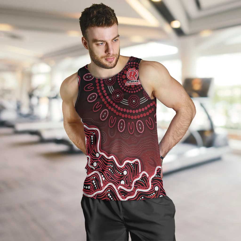 Melbourne Renegades Cricket Mascot Men Tank Top Aboriginal Dot Art Red And Black Tribal Pattern