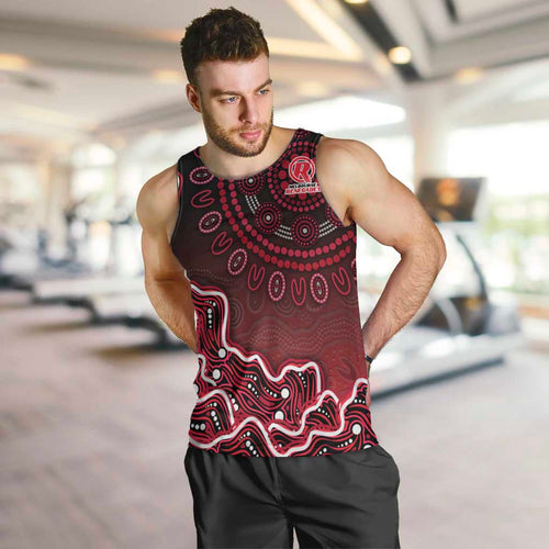 Melbourne Renegades Cricket Mascot Men Tank Top Aboriginal Dot Art Red And Black Tribal Pattern