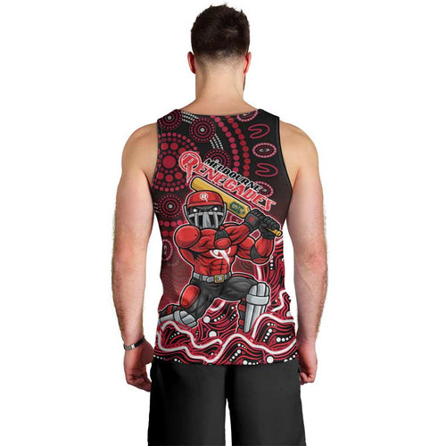 Melbourne Renegades Cricket Mascot Men Tank Top Aboriginal Dot Art Red And Black Tribal Pattern