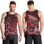 Melbourne Renegades Cricket Mascot Men Tank Top Aboriginal Dot Art Red And Black Tribal Pattern