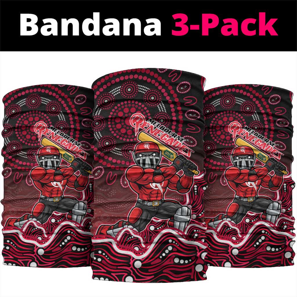 Melbourne Renegades Cricket Mascot Neck Gaiter Aboriginal Dot Art Red And Black Tribal Pattern