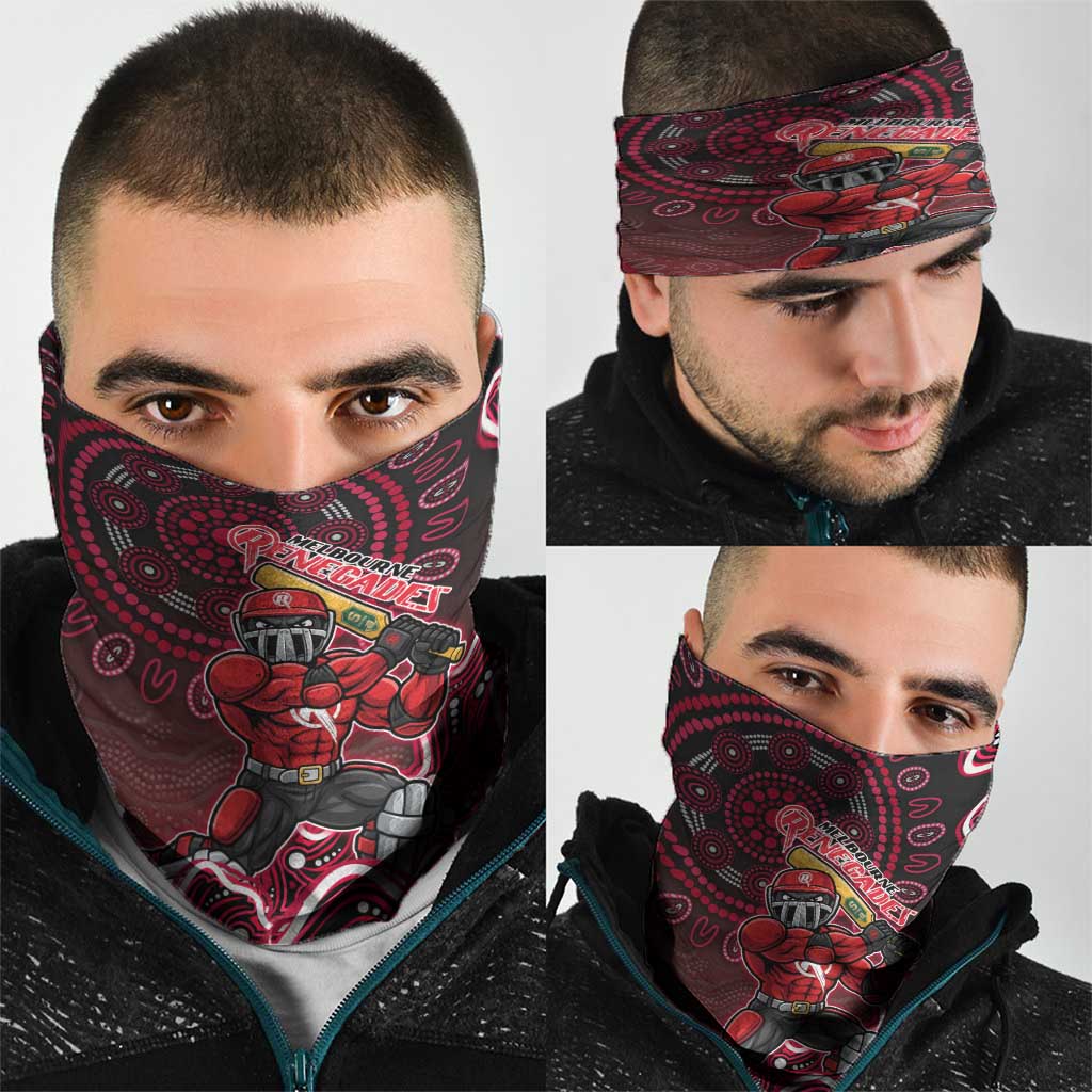 Melbourne Renegades Cricket Mascot Neck Gaiter Aboriginal Dot Art Red And Black Tribal Pattern