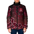 Melbourne Renegades Cricket Mascot Padded Jacket Aboriginal Dot Art Red And Black Tribal Pattern