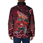 Melbourne Renegades Cricket Mascot Padded Jacket Aboriginal Dot Art Red And Black Tribal Pattern