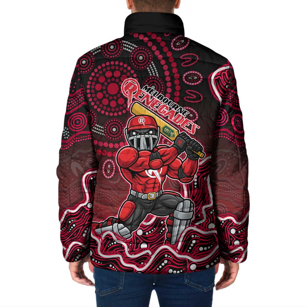 Melbourne Renegades Cricket Mascot Padded Jacket Aboriginal Dot Art Red And Black Tribal Pattern
