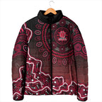 Melbourne Renegades Cricket Mascot Padded Jacket Aboriginal Dot Art Red And Black Tribal Pattern