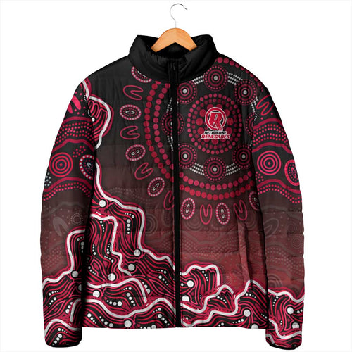 Melbourne Renegades Cricket Mascot Padded Jacket Aboriginal Dot Art Red And Black Tribal Pattern