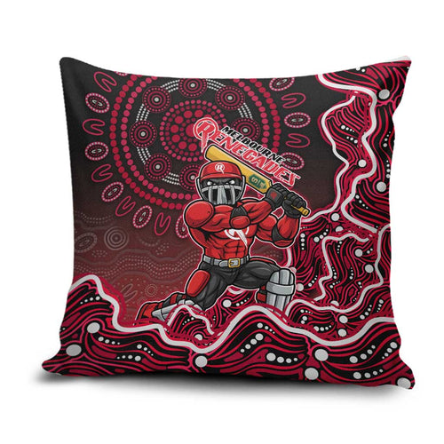 Melbourne Renegades Cricket Mascot Pillow Cover Aboriginal Dot Art Red And Black Tribal Pattern