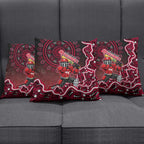 Melbourne Renegades Cricket Mascot Pillow Cover Aboriginal Dot Art Red And Black Tribal Pattern