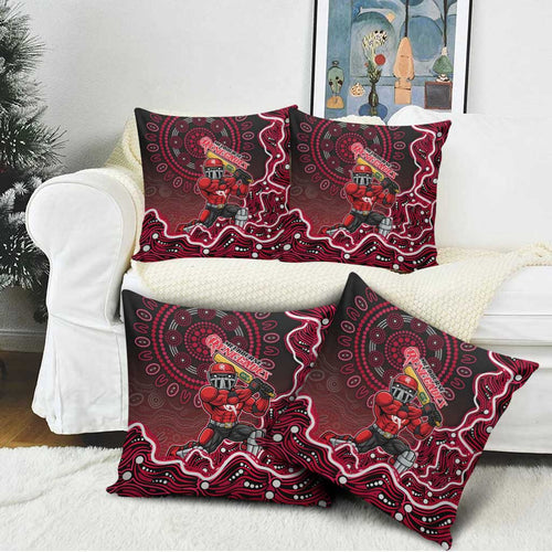 Melbourne Renegades Cricket Mascot Pillow Cover Aboriginal Dot Art Red And Black Tribal Pattern