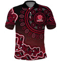 Melbourne Renegades Cricket Mascot Polo Shirt Aboriginal Dot Art Red And Black Tribal Pattern