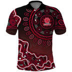 Melbourne Renegades Cricket Mascot Polo Shirt Aboriginal Dot Art Red And Black Tribal Pattern