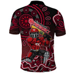 Melbourne Renegades Cricket Mascot Polo Shirt Aboriginal Dot Art Red And Black Tribal Pattern