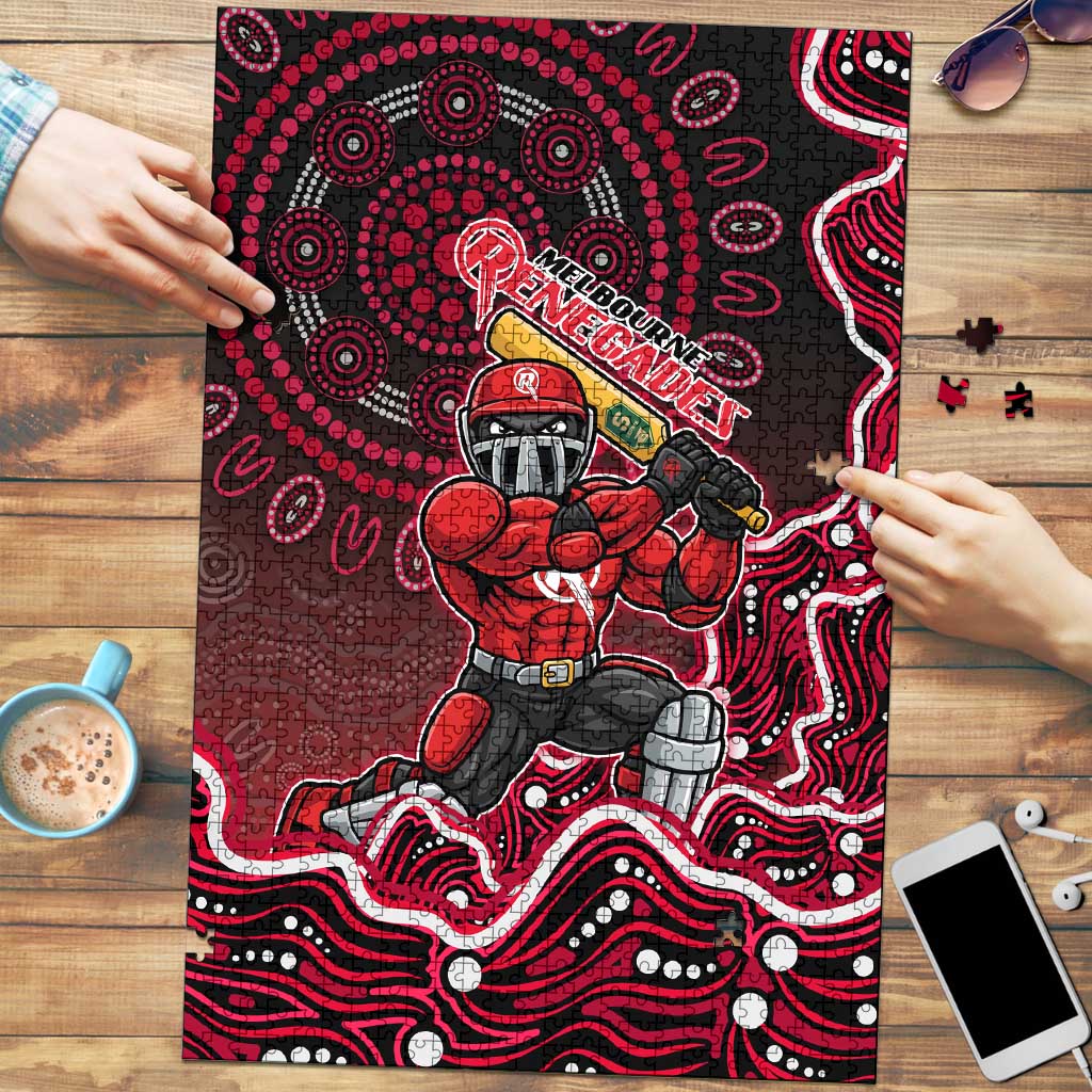 Melbourne Renegades Cricket Mascot Puzzle Aboriginal Dot Art Red And Black Tribal Pattern