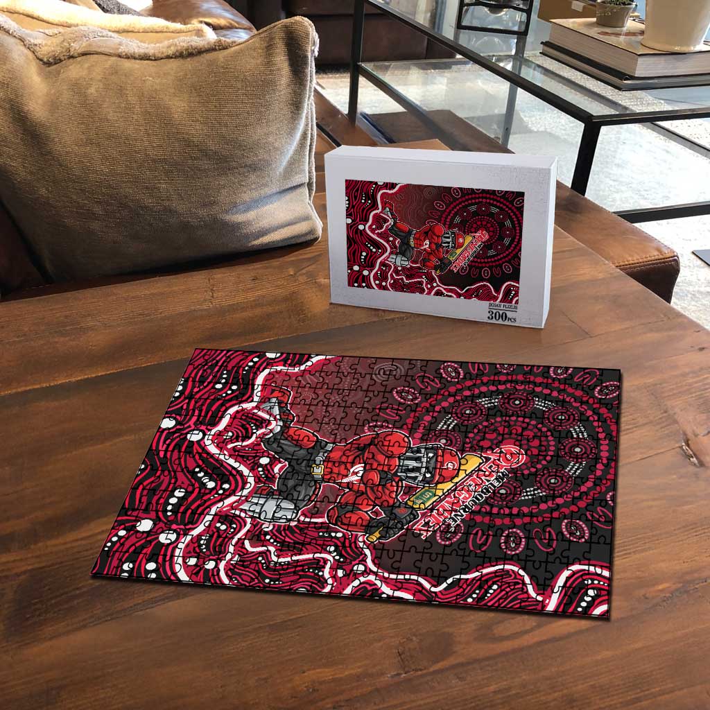 Melbourne Renegades Cricket Mascot Puzzle Aboriginal Dot Art Red And Black Tribal Pattern