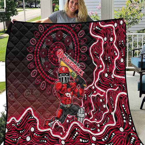 Melbourne Renegades Cricket Mascot Quilt Aboriginal Dot Art Red And Black Tribal Pattern