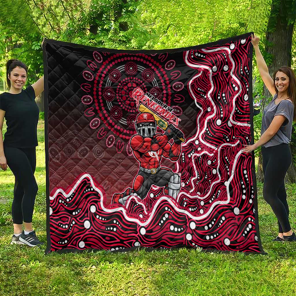 Melbourne Renegades Cricket Mascot Quilt Aboriginal Dot Art Red And Black Tribal Pattern