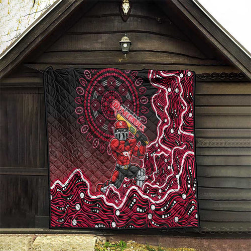Melbourne Renegades Cricket Mascot Quilt Aboriginal Dot Art Red And Black Tribal Pattern