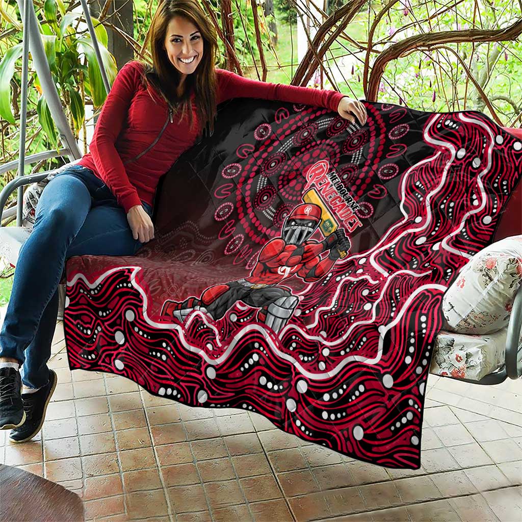 Melbourne Renegades Cricket Mascot Quilt Aboriginal Dot Art Red And Black Tribal Pattern