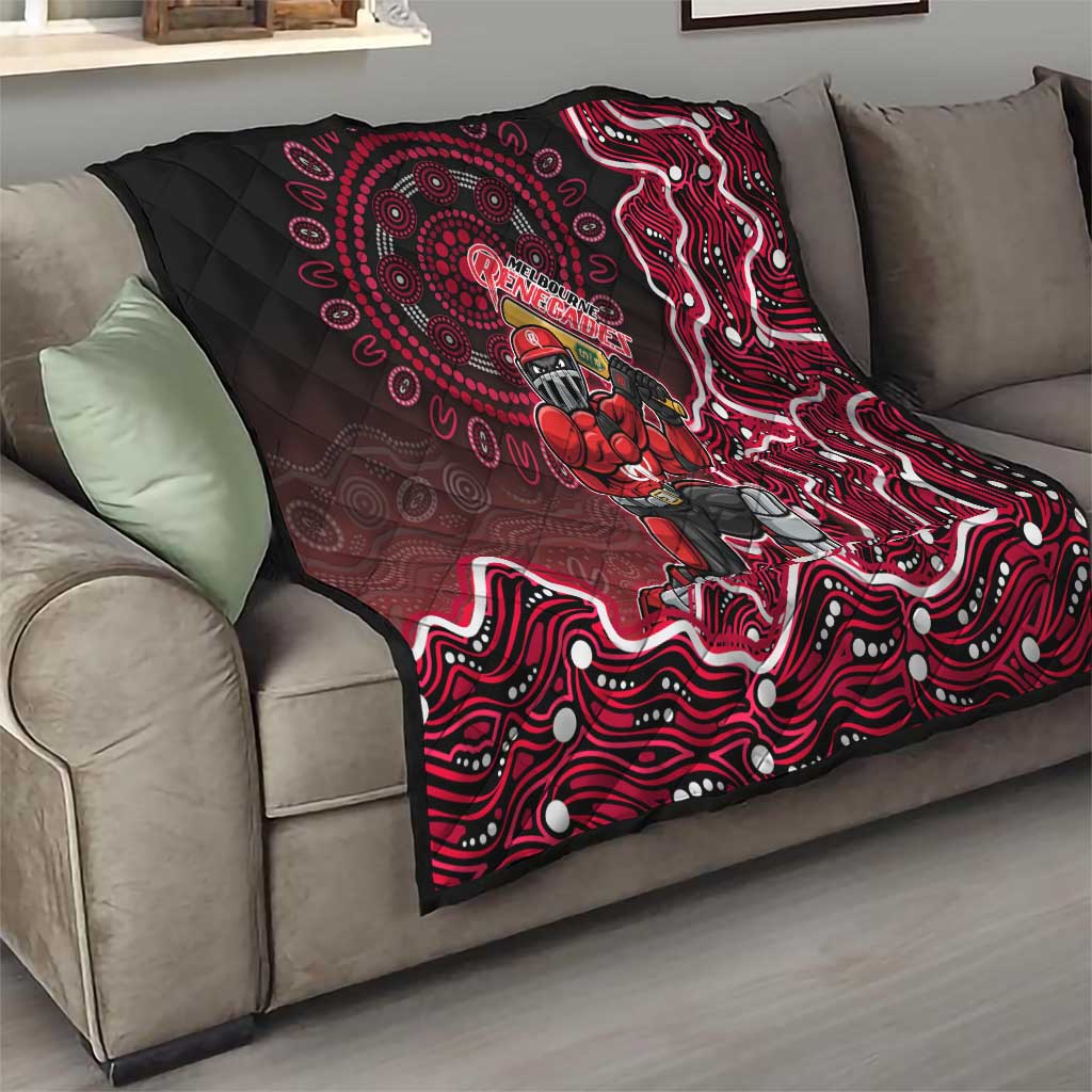 Melbourne Renegades Cricket Mascot Quilt Aboriginal Dot Art Red And Black Tribal Pattern