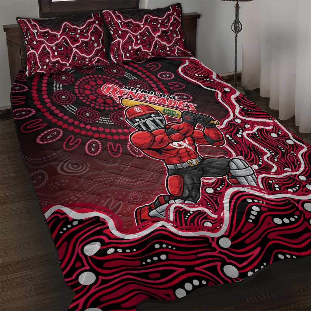 Melbourne Renegades Cricket Mascot Quilt Bed Set Aboriginal Dot Art Red And Black Tribal Pattern