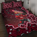 Melbourne Renegades Cricket Mascot Quilt Bed Set Aboriginal Dot Art Red And Black Tribal Pattern