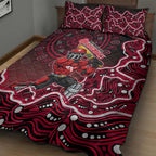 Melbourne Renegades Cricket Mascot Quilt Bed Set Aboriginal Dot Art Red And Black Tribal Pattern