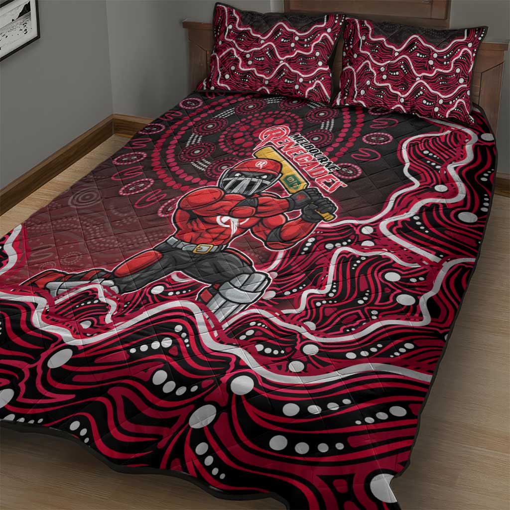 Melbourne Renegades Cricket Mascot Quilt Bed Set Aboriginal Dot Art Red And Black Tribal Pattern