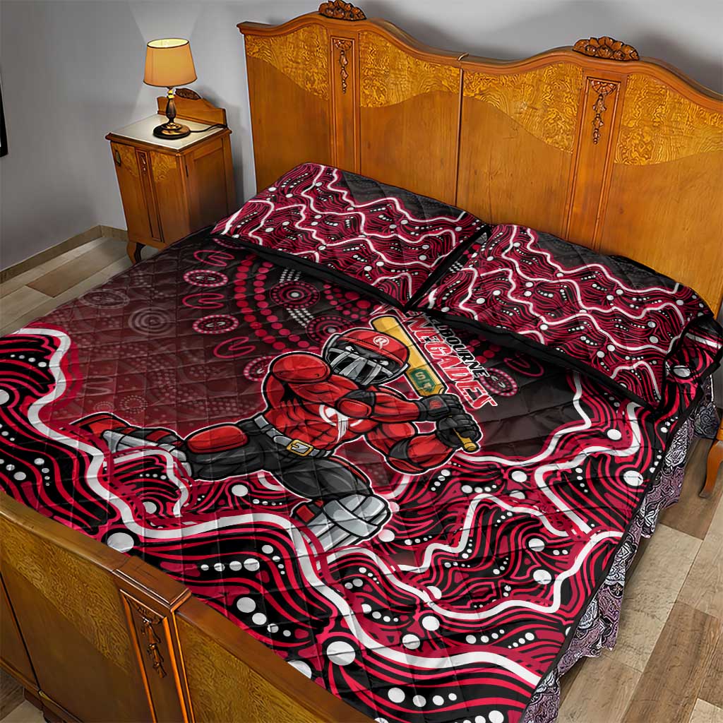 Melbourne Renegades Cricket Mascot Quilt Bed Set Aboriginal Dot Art Red And Black Tribal Pattern