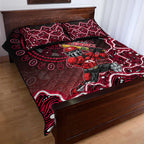 Melbourne Renegades Cricket Mascot Quilt Bed Set Aboriginal Dot Art Red And Black Tribal Pattern