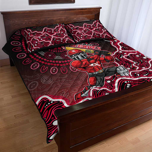 Melbourne Renegades Cricket Mascot Quilt Bed Set Aboriginal Dot Art Red And Black Tribal Pattern