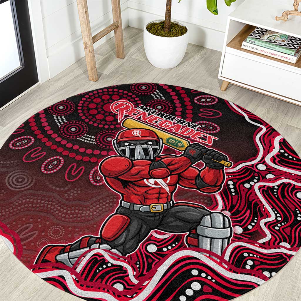 Melbourne Renegades Cricket Mascot Round Carpet Aboriginal Dot Art Red And Black Tribal Pattern
