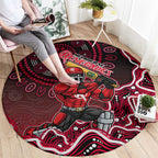 Melbourne Renegades Cricket Mascot Round Carpet Aboriginal Dot Art Red And Black Tribal Pattern