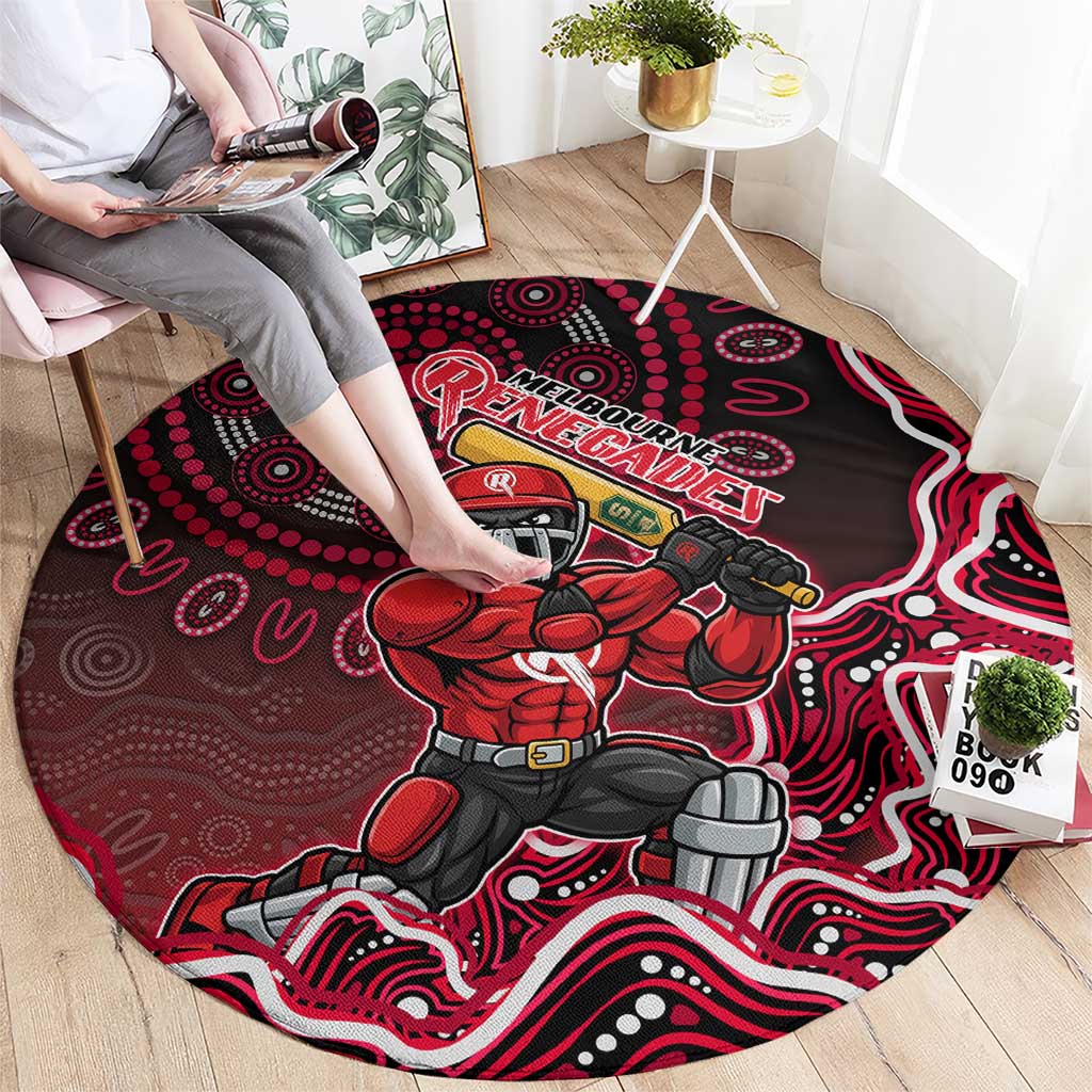 Melbourne Renegades Cricket Mascot Round Carpet Aboriginal Dot Art Red And Black Tribal Pattern