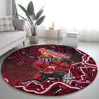 Melbourne Renegades Cricket Mascot Round Carpet Aboriginal Dot Art Red And Black Tribal Pattern