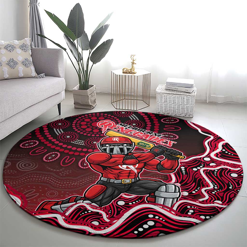 Melbourne Renegades Cricket Mascot Round Carpet Aboriginal Dot Art Red And Black Tribal Pattern