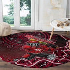 Melbourne Renegades Cricket Mascot Round Carpet Aboriginal Dot Art Red And Black Tribal Pattern