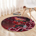 Melbourne Renegades Cricket Mascot Round Carpet Aboriginal Dot Art Red And Black Tribal Pattern
