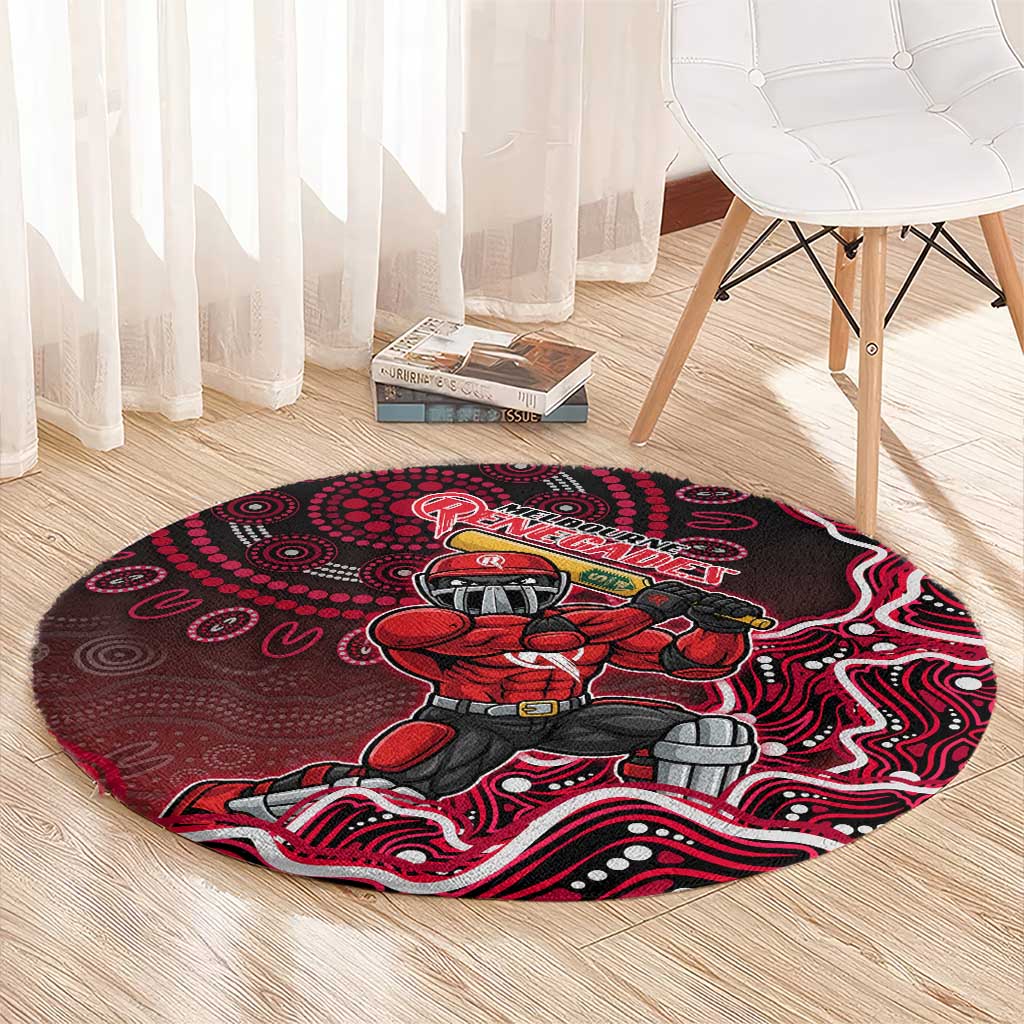 Melbourne Renegades Cricket Mascot Round Carpet Aboriginal Dot Art Red And Black Tribal Pattern