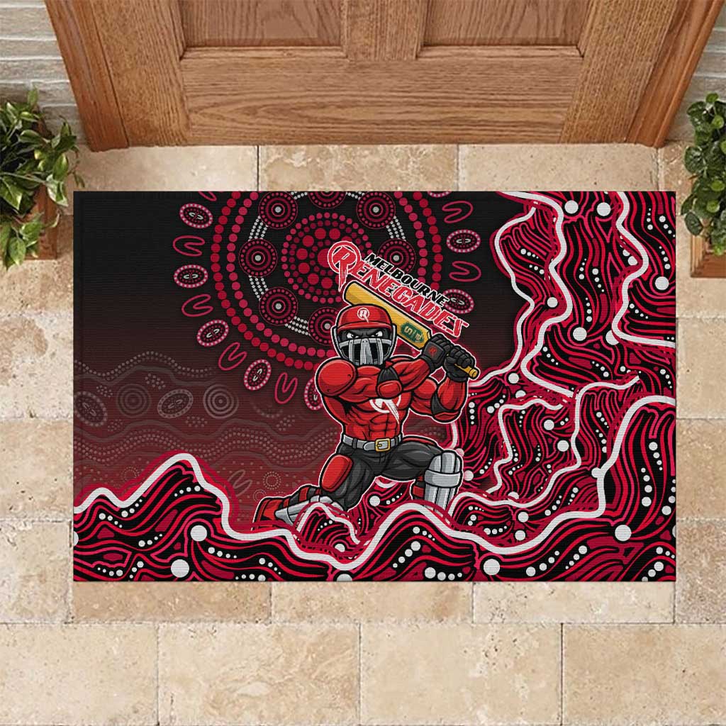 Melbourne Renegades Cricket Mascot Rubber Doormat Aboriginal Dot Art Red And Black Tribal Pattern